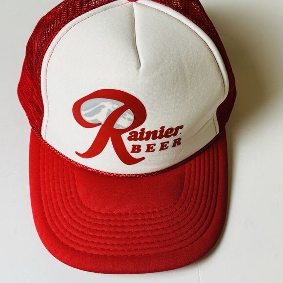 Vintage Rainier Beer Trucker Hat. SnapBack. Red. Excellent Condition. - Picture 2 of 13
